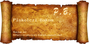 Piskolczi Baksa névjegykártya
